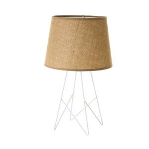 Biela prírodná stolová lampa s textilným tienidlom (výška 38, 5 cm) – Casa Selección vyobraziť