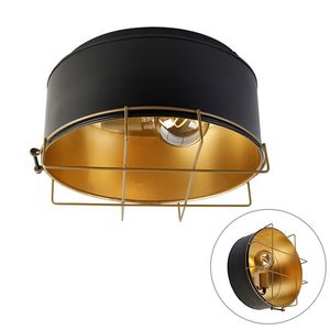 Industriálne stropné svietidlo čierne so zlatou 35 cm - Barril vyobraziť