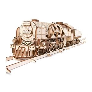 Ugears Ugears - 3D drevenené mechanické puzzle V-Express parná lokomotíva s tendrom vyobraziť
