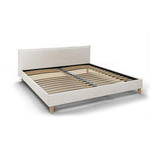 Krémová čalúnená dvojlôžková posteľ s roštom 200x200 cm Tina - Ropez vyobraziť