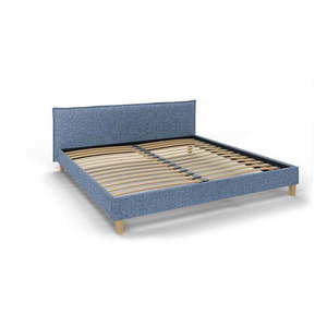 Modrá čalúnená dvojlôžková posteľ s roštom 200x200 cm Tina - Ropez vyobraziť