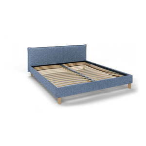 Modrá čalúnená dvojlôžková posteľ s roštom 160x200 cm Tina - Ropez vyobraziť