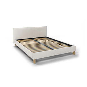 Krémová čalúnená dvojlôžková posteľ s roštom 160x200 cm Tina - Ropez vyobraziť