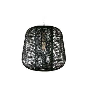 Čierna závesná lampa z bambusu WOOOD Moza, ø 100 cm vyobraziť