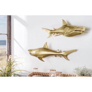 Nástenná dekorácia žralok DAKENTA 2 ks Dekorhome Zlatá vyobraziť