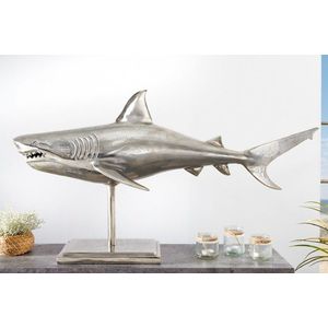 Dekoračná socha žralok AMEIS 100 cm Dekorhome Strieborná vyobraziť