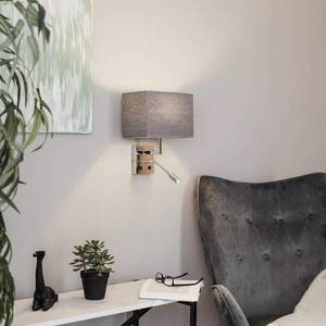 Euluna Hotelová nástenná lampa s flexibilným ramenom a textilným tienidlom, sivá vyobraziť