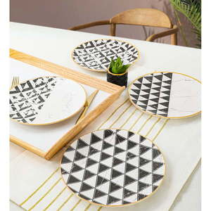 Čierno-biele keramické taniere v súprave 4 ks ø 25 cm – Hermia vyobraziť