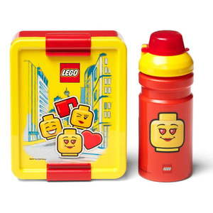 Set žlto-červeného desiatového boxu a fľaše na pitie LEGO® Iconic vyobraziť
