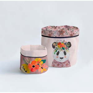 Látkové košíky v súprave 2 ks Floral Panda – Little Nice Things vyobraziť