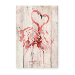 Nástenná dekorácia z borovicového dreva Madre Selva Love Flamingo, 60 × 40 cm vyobraziť