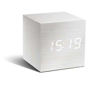Biely budík s bielym LED displejom Gingko Cube Click Clock vyobraziť