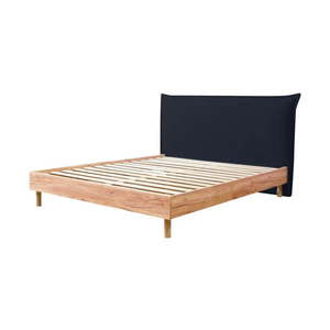 Tmavomodrá/prírodná dvojlôžková posteľ s roštom 160x200 cm Charlie – Bobochic Paris vyobraziť