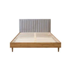 Svetlosivá/prírodná dvojlôžková posteľ s roštom 160x200 cm Oceane – Bobochic Paris vyobraziť