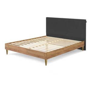Tmavosivá/prírodná dvojlôžková posteľ s roštom 180x200 cm Noa – Bobochic Paris vyobraziť