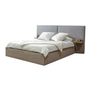 Svetlosivá čalúnená dvojlôžková posteľ s úložným priestorom s roštom 160x200 cm Blandine – Bobochic Paris vyobraziť