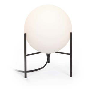 Bielo-čierna stolová lampa so skleneným tienidlom (výška 22 cm) Seina - Kave Home vyobraziť