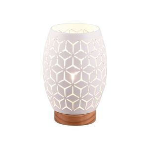 Stolná lampa Bidar 21 cm, biely kov/drevo% vyobraziť