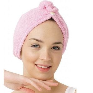 Rýchloschnúci froté turban na vlasy ružová vyobraziť