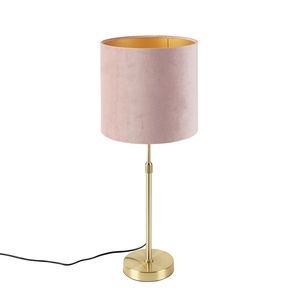Stolová lampa zlatá / mosadz s ružovým zamatovým odtieňom 25 cm - Parte vyobraziť