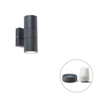 Inteligentné vonkajšie nástenné svietidlo tmavosivé IP44 vrátane 2 Wifi GU10 - Duo vyobraziť