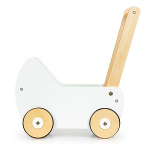 Drevený kočík pre bábiky EcoToys bielo-hnedý vyobraziť