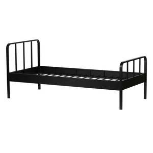 Čierna kovová jednolôžková posteľ s roštom 90x200 cm Mees – WOOOD vyobraziť