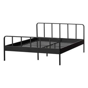 Čierna kovová dvojlôžková posteľ s roštom 160x200 cm Mees – WOOOD vyobraziť
