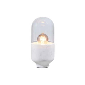 Biela stolová lampa so skleneným tienidlom (výška 26 cm) Asel – WOOOD vyobraziť
