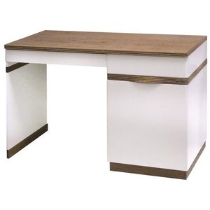 TARANKO Como CM P pc stôl biely vysoký lesk / dub Como vyobraziť