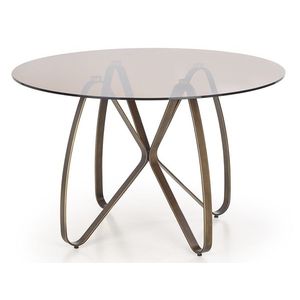 HALMAR Lungo okrúhly sklenený jedálenský stôl hnedá / zlatá vyobraziť