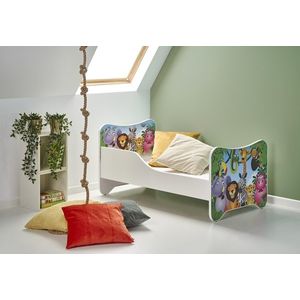 HALMAR Happy Jungle detská posteľ s roštom a matracom biela / kombinácia farieb vyobraziť