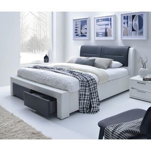 HALMAR Cassandra S 160 čalúnená manželská posteľ s roštom biela / čierna vyobraziť