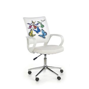 HALMAR Ibis detská stolička na kolieskach s podrúčkami biela / vzor motýle vyobraziť