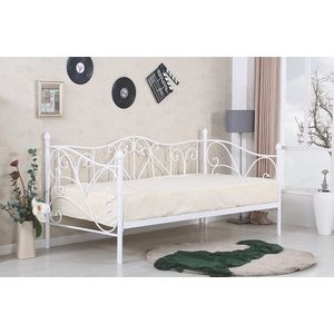HALMAR Sumatra 90 kovová jednolôžková posteľ s roštom biela vyobraziť