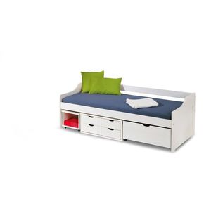 HALMAR Floro 2 90 jednolôžková posteľ s roštom a úložným priestorom biely lesk vyobraziť