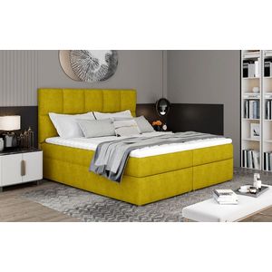 NABBI Grosio 165 čalúnená manželská posteľ s úložným priestorom žltá vyobraziť
