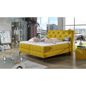 NABBI Lazio 140 čalúnená manželská posteľ s úložným priestorom žltá vyobraziť