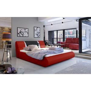 NABBI Folino 140 čalúnená manželská posteľ s roštom červená / čierna vyobraziť