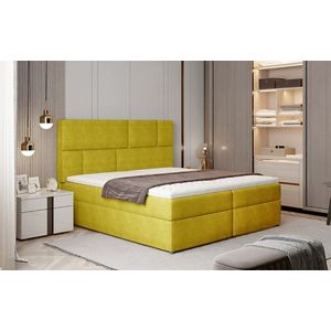 NABBI Ferine 185 čalúnená manželská posteľ s úložným priestorom žltá vyobraziť