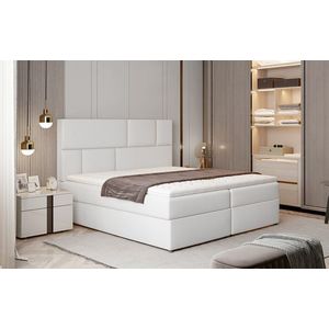 NABBI Ferine 145 čalúnená manželská posteľ s úložným priestorom biela vyobraziť