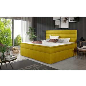 NABBI Spezia 160 čalúnená manželská posteľ s úložným priestorom žltá vyobraziť