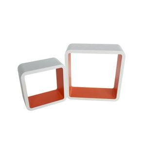 KONDELA Fido poličky (2 ks) biela / oranžová vyobraziť