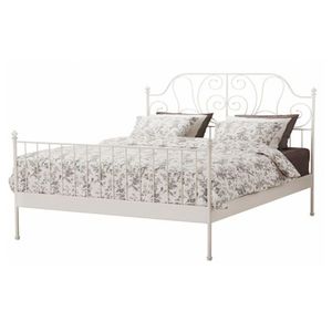 KONDELA Behemoth 160 kovová manželská posteľ s roštom biela vyobraziť