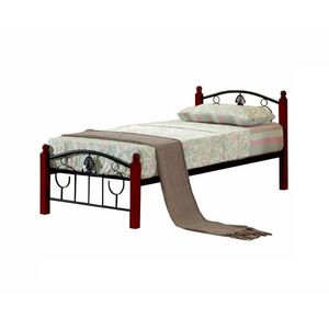 KONDELA Magenta 90 kovová jednolôžková posteľ s roštom čierna / tmavý dub vyobraziť