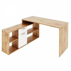 KONDELA Noe New rohový písací stolík dub wotan / biela vyobraziť
