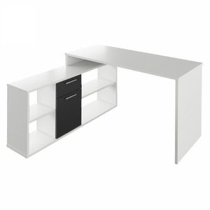 KONDELA Noe New rohový písací stolík biela / čierna vyobraziť