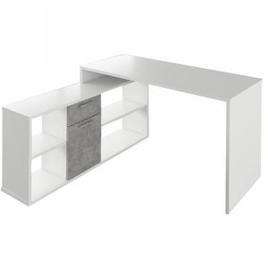 KONDELA Noe New rohový písací stolík biela / betón vyobraziť