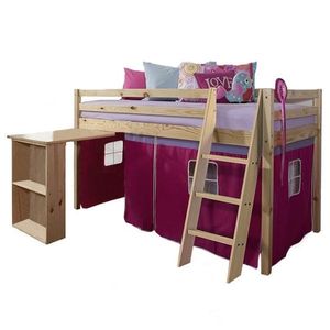 KONDELA Alzena 90 drevená poschodová posteľ s roštom borovica / ružová vyobraziť