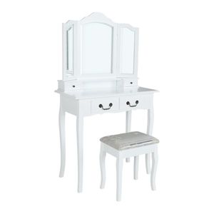KONDELA Regina New toaletný stolík s taburetkou biela / strieborná / zlatá vyobraziť